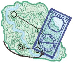 Compas And Map Machine Embroidery Design
