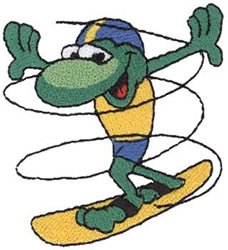 Sky Surfing Frog Machine Embroidery Design