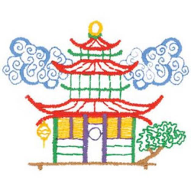 Picture of Pagoda Machine Embroidery Design