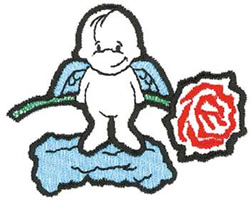 Angel With Rose Machine Embroidery Design
