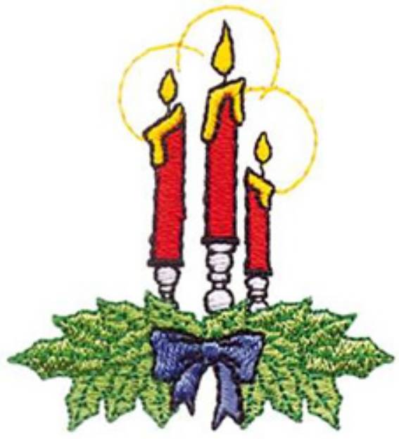 Picture of Candles With Holly Machine Embroidery Design