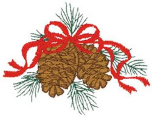 Picture of Bow With Pinecones Machine Embroidery Design