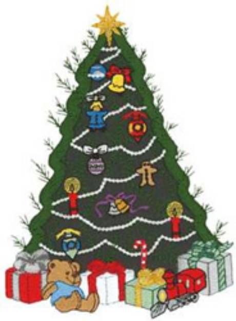 Picture of Christmas Tree Applique Machine Embroidery Design