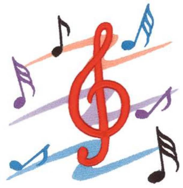 Picture of 3D Music Symbols Machine Embroidery Design