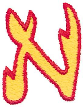 Flaming N Machine Embroidery Design