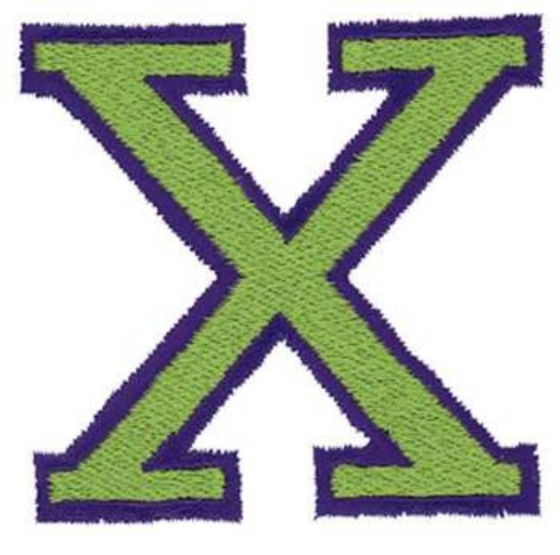 Picture of Capital X Outline Machine Embroidery Design