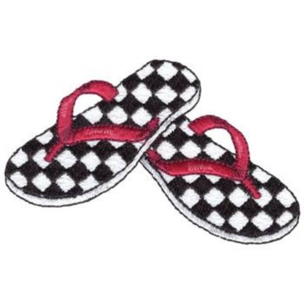 Picture of Checkered Flip Flops Machine Embroidery Design