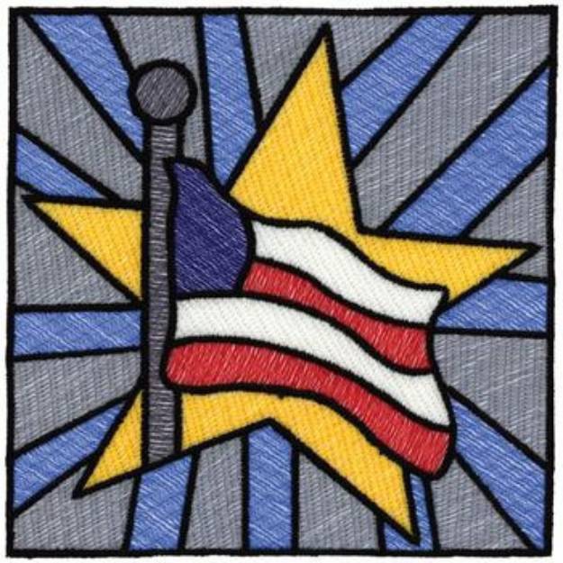 Picture of Stain Glass Flag Machine Embroidery Design