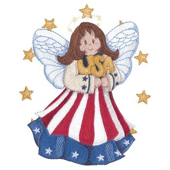 USA Angel Machine Embroidery Design