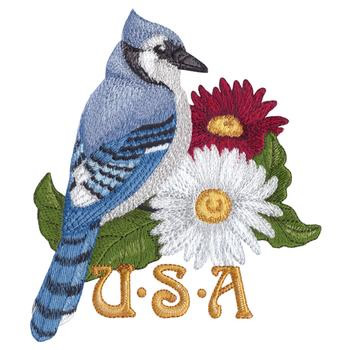 USA Bluejay Machine Embroidery Design