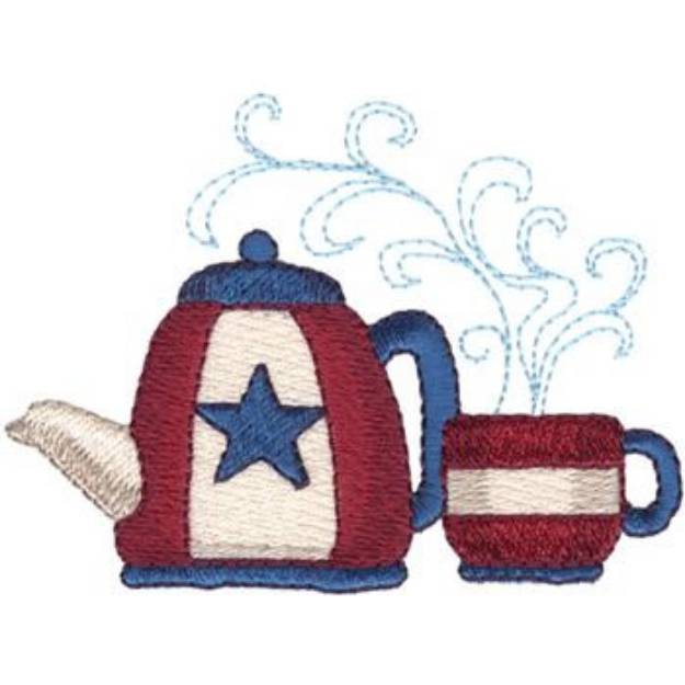 Picture of Americana Tea Pot Machine Embroidery Design