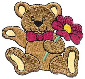 Bear with Daisy Machine Embroidery Design