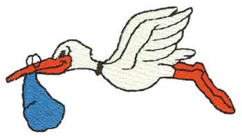 Stork Carrying Baby Machine Embroidery Design