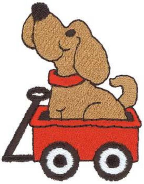 Picture of Puppy In Wagon Machine Embroidery Design