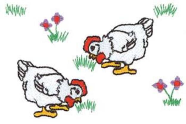 Picture of Grazing Chickens Machine Embroidery Design