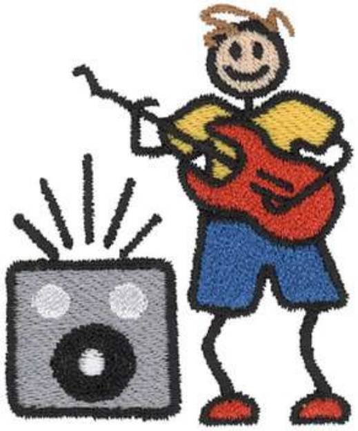 Picture of Guitarist Machine Embroidery Design