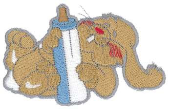 Bunny With Bottle Machine Embroidery Design