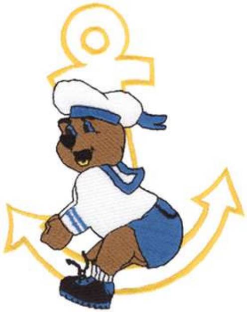 Picture of Bear On Anchor Machine Embroidery Design