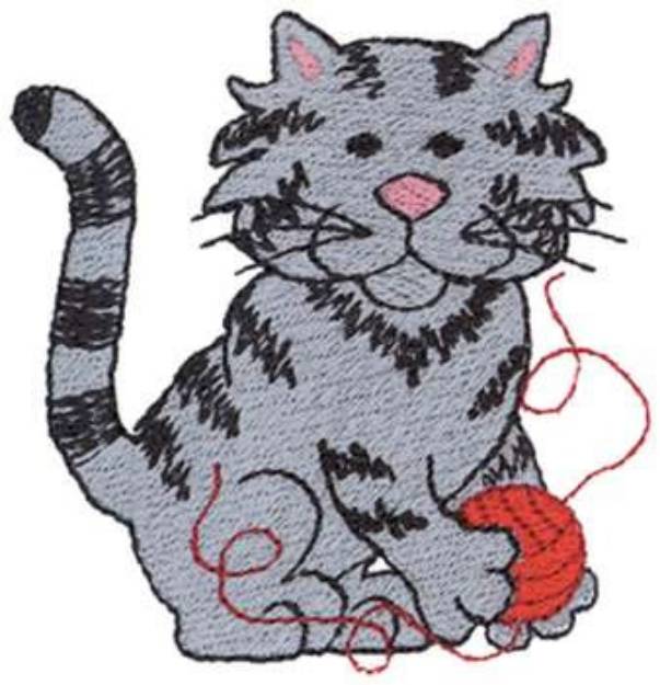 Picture of Kitten With Yarn Machine Embroidery Design