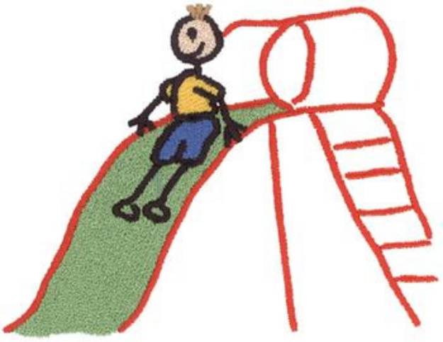 Picture of Child On Slide Machine Embroidery Design