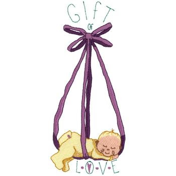Baby & Bow Machine Embroidery Design