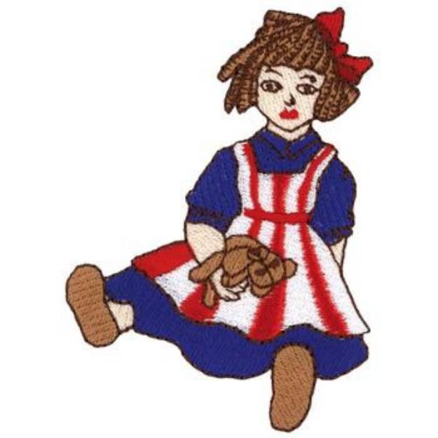 Picture of Doll With Bear Machine Embroidery Design