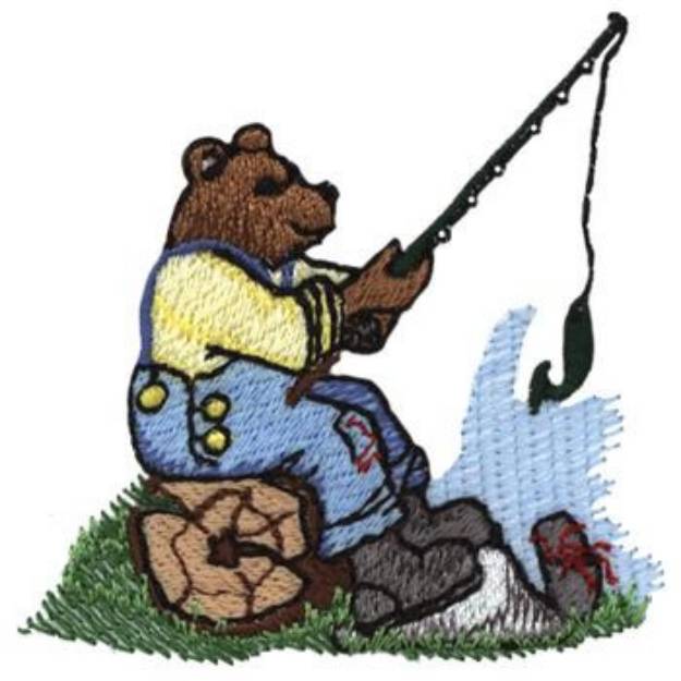 Picture of Bear Fishing Machine Embroidery Design