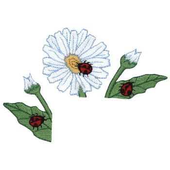 Daisies & Ladybugs Machine Embroidery Design