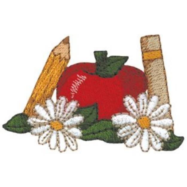 Picture of Apple & Flowers Machine Embroidery Design