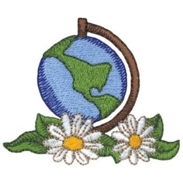 Picture of Globe Wirh Flowers Machine Embroidery Design