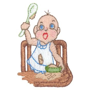 Baby In High Chair Machine Embroidery Design