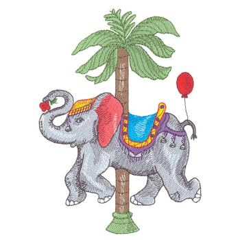 Elephant Carousel Machine Embroidery Design