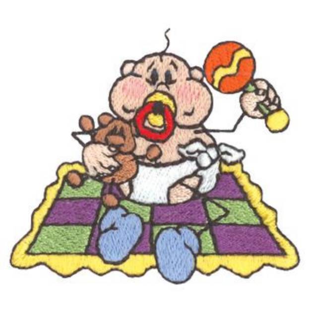 Picture of Baby WithTeddy Machine Embroidery Design