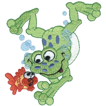 Helloooooo! Frog & Fish Machine Embroidery Design