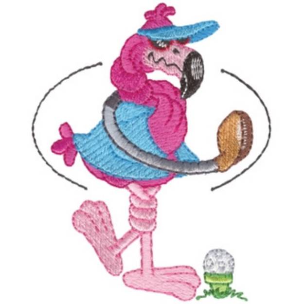 Picture of Golfing Flamingo Machine Embroidery Design