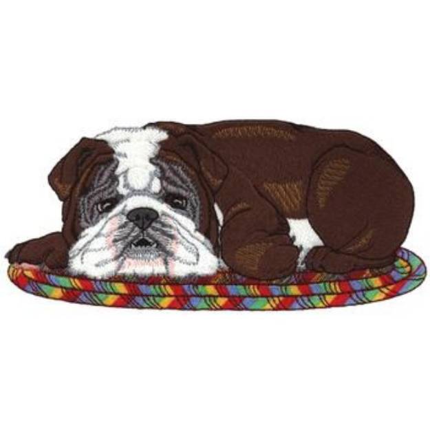 Picture of Bulldog On Rug Machine Embroidery Design