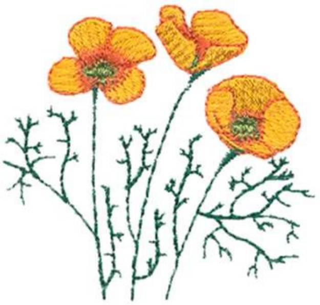 Picture of California Poppy Machine Embroidery Design