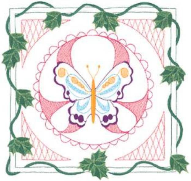 Picture of Butterfly With Vines Machine Embroidery Design