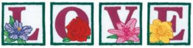 Picture of Love Flowers Machine Embroidery Design