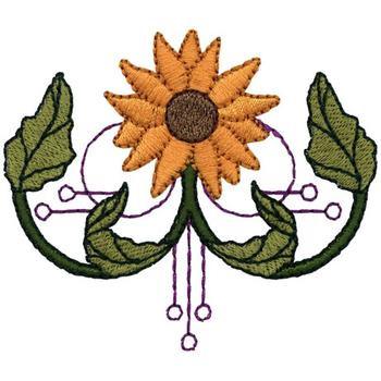 Sunflower Art Nouveau Machine Embroidery Design