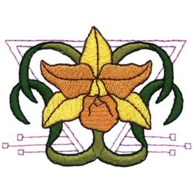 Picture of Orchid Art Nouveau Machine Embroidery Design