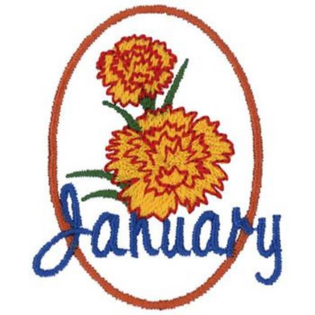 Picture of January - Carnation Machine Embroidery Design