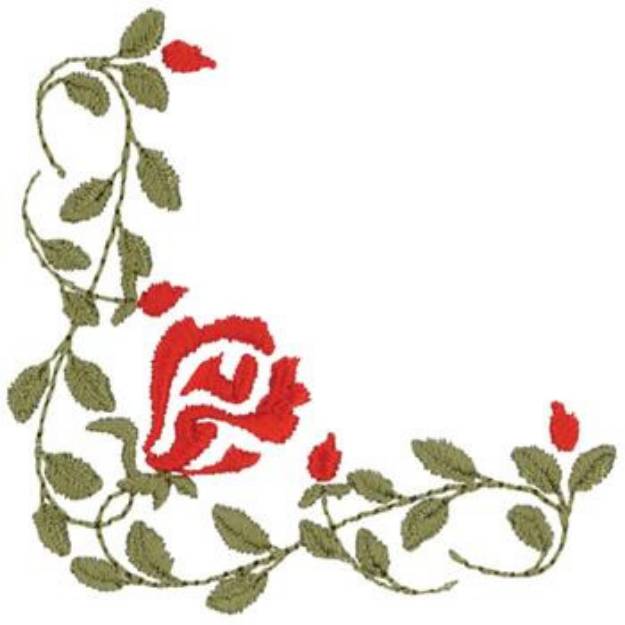 Picture of Rose Corner Machine Embroidery Design