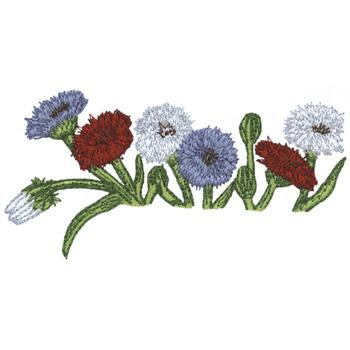 Bachelor Buttons Machine Embroidery Design