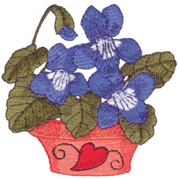 Picture of Violets In Flowerpot Machine Embroidery Design