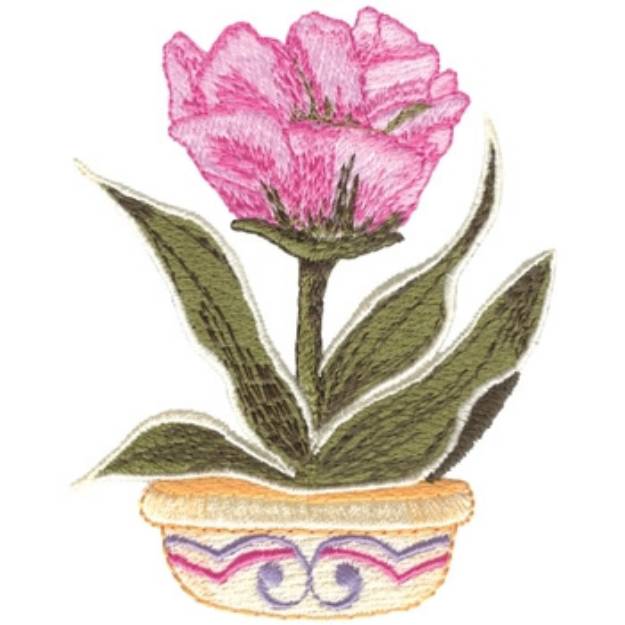 Picture of Tulip In Flowerpot Machine Embroidery Design