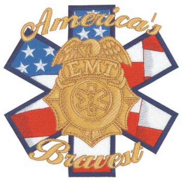 Picture of Americas Bravest EMT Machine Embroidery Design