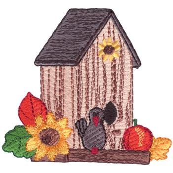 Fall Birdhouse Machine Embroidery Design