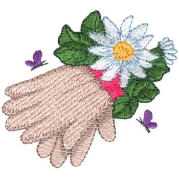 Garden Glove & Flowers Machine Embroidery Design