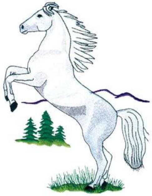 Picture of Horse Rearing Machine Embroidery Design